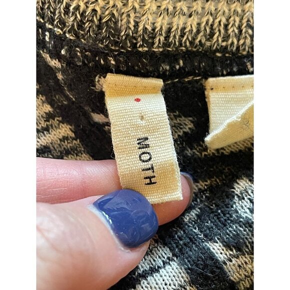 Moth‎ Anthropologie Black And Ivory Textured Knit Long Sleeve Sweater Dress S - Picture 7 of 9